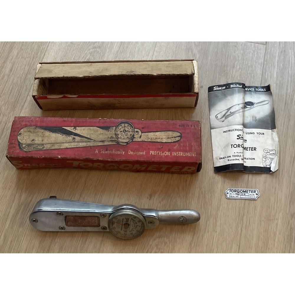 Vintage Snap On Torqometer TQ12 B 3/8" Drive Dial Torque Wrench In Original Box